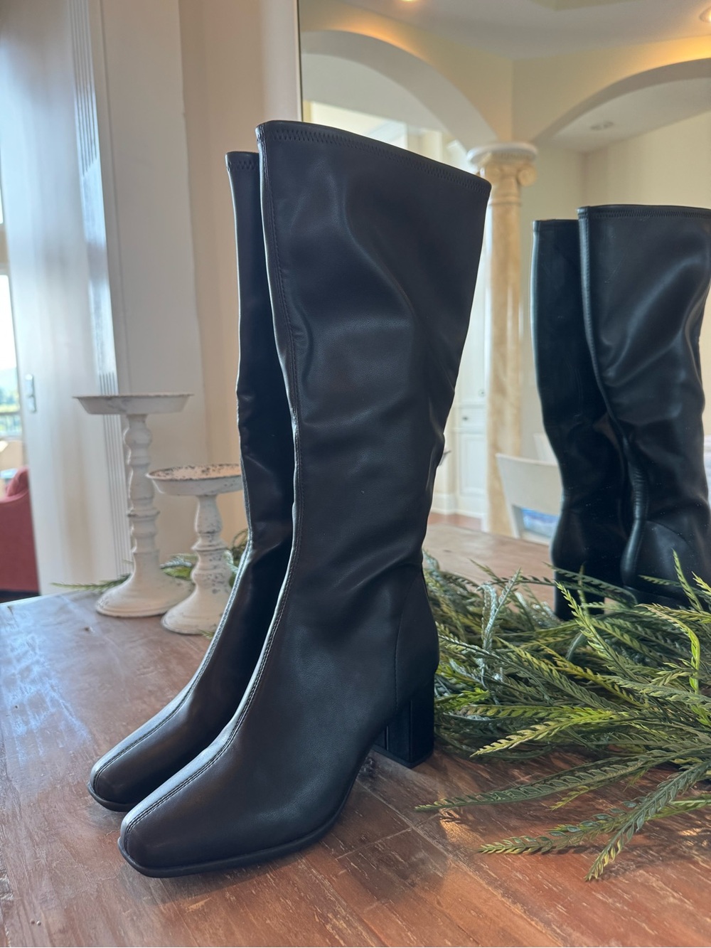 Aerosoles Wide Calf Classic Black Knee-High Block Heel Boots